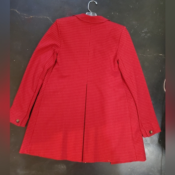 Cabi red blazer / jacket with ruffle & houndstooth pattern, XS - Picture 5 of 16